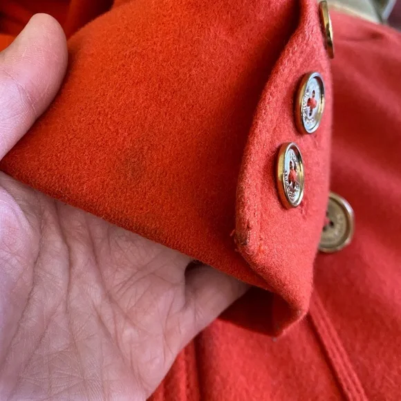 Michael Kors Double-Breasted Wool-Blend Peacoat, Size 4, Orange-Mandarin… - Picture 6 of 7